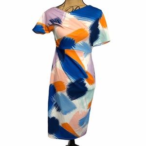 ASOS White Blue Brush Strokes Asymmetrical Dress